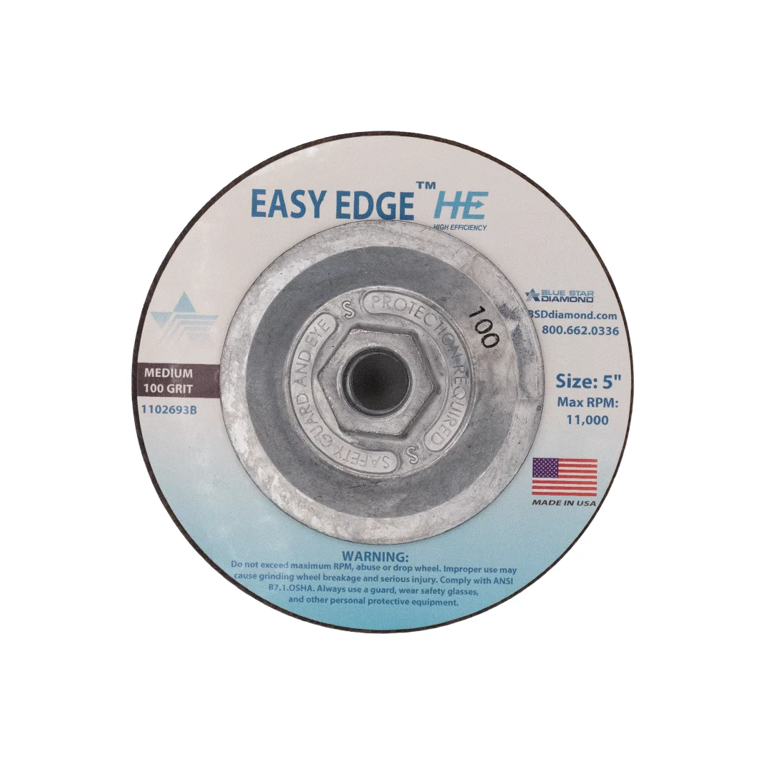 Blue Star Diamond - Easy Edge Edge Ceramic Cup Wheel 5" - 100 Grit