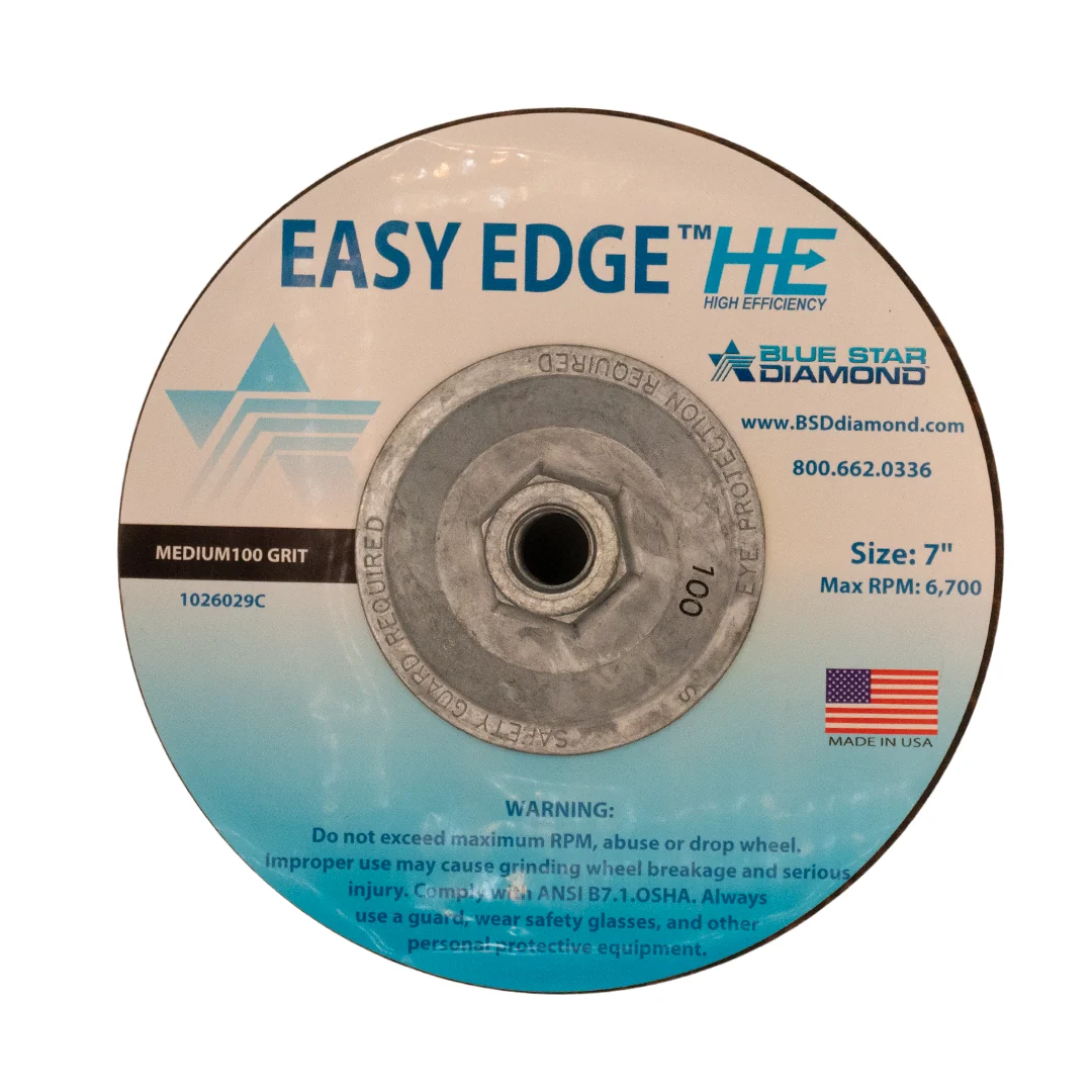 Blue Star Diamond - Easy Edge Edge Ceramic Cup Wheel 7" - 100 Grit
