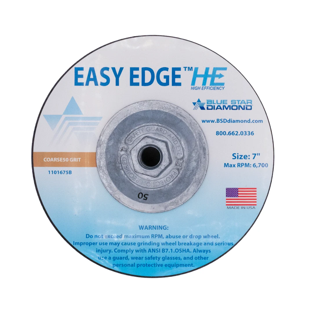 Blue Star Diamond - Easy Edge Edge Ceramic Cup Wheel 7" - 50 Grit